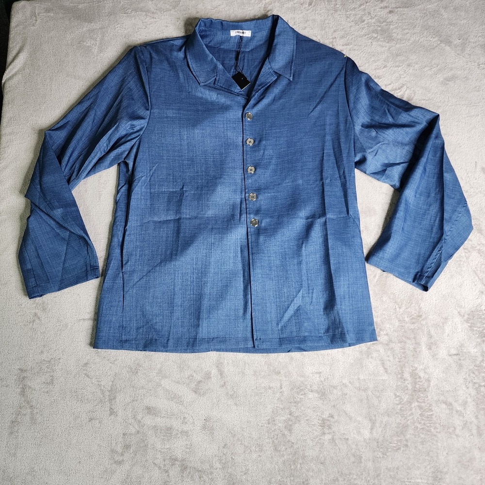 Coofandy Men 2 Piece Stretch Suit Set Slim Fit Lapel Jacket & Match Pants L Blue - Picture 2 of 16